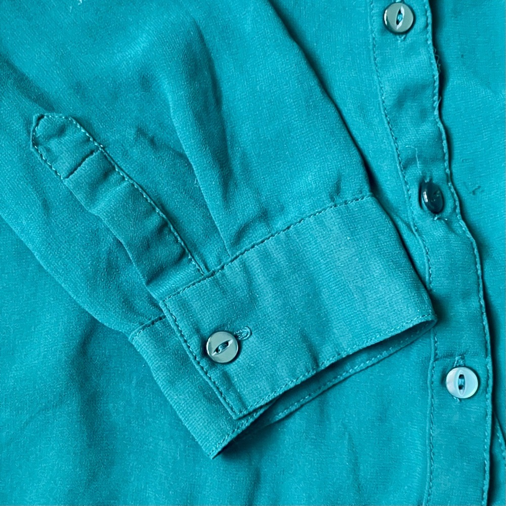 Silence + Noise Emerald Green Chiffon Button Down Shirt Size M - Picture 4 of 5